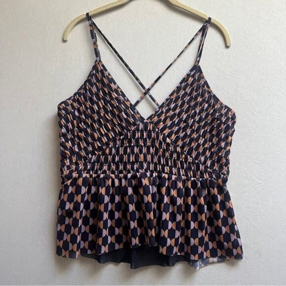Anthropologie v neck cami peplum top Sz L - Picture 1 of 9